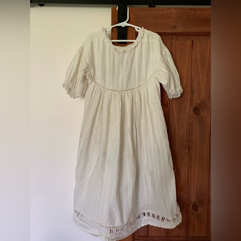 Zara girls balloon sleeve white summer midi dress with v back